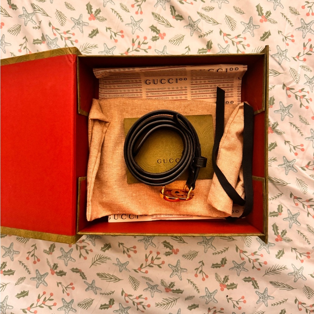 Gucci Black Belt with Gold Buckle
